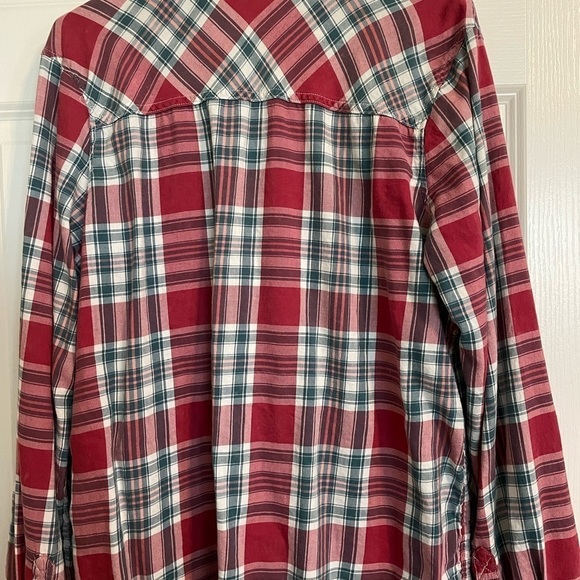 *BIN* AEROPOSTALE Plaid Button Down Shirt, Women’s XL, Red Teal White - Picture 6 of 8